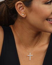 Load image into Gallery viewer, "Oh She Fancy" Cross Pendant - Gold|White Diamondettes