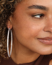Load image into Gallery viewer, Heiress Hoops 3" - Silver|White Diamondettes