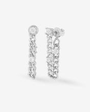 Load image into Gallery viewer, Baby Julian Triple Diamond Soft Chain Hoops - Silver|White Diamondettes