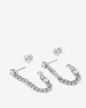 Load image into Gallery viewer, Baby Julian Triple Diamond Soft Chain Hoops - Silver|White Diamondettes