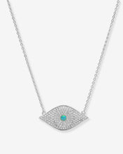 Load image into Gallery viewer, Blue Opal Evil Eye Necklace - Silver|Blue Opal