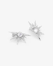 Load image into Gallery viewer, Gabriella Sunburst Stud Earrings - Silver|White Diamondettes