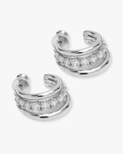 Load image into Gallery viewer, "Oh She Fancy" Smooth & Diamond Hoops - Silver|White Diamondettes