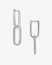 Load image into Gallery viewer, Carrie Pavé Chain Convertible Huggies - Silver|White Diamondettes