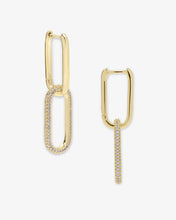 Load image into Gallery viewer, Carrie Pavé Chain Convertible Huggies - Gold|White Diamondettes