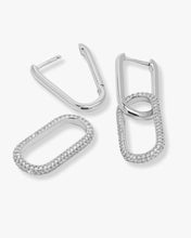 Load image into Gallery viewer, Carrie Pavé Chain Convertible Huggies - Silver|White Diamondettes