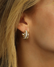 Load image into Gallery viewer, "Oh She Fancy" Smooth & Diamond Hoops - Gold|White Diamondettes
