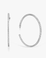 Load image into Gallery viewer, Heiress Hoops 3" - Silver|White Diamondettes