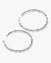 Load image into Gallery viewer, Heiress Hoops 3" - Silver|White Diamondettes
