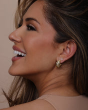 Load image into Gallery viewer, "Oh She Fancy" Smooth & Diamond Hoops - Silver|White Diamondettes