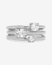 Load image into Gallery viewer, Nina Stacked Ring - Silver|White Diamondettes