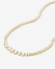 Load image into Gallery viewer, Not Your Basic Graduated Tennis Necklace - Gold|White Diamondettes