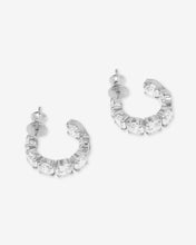 Load image into Gallery viewer, "Oh She Fancy" Hoops .75" - Silver|White Diamondettes