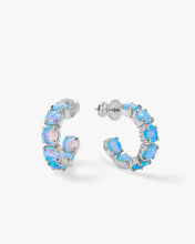Load image into Gallery viewer, "Oh She Fancy" Hoops .75" - Silver|Blue Opal
