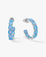 Load image into Gallery viewer, "Oh She Fancy" Hoops 1" - Silver|Blue Opal