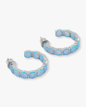 Load image into Gallery viewer, "Oh She Fancy" Hoops 1" - Silver|Blue Opal