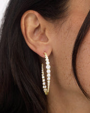 Load image into Gallery viewer, "Oh She Fancy" Graduated Hoops 2" - Gold|White Diamondettes
