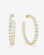 Load image into Gallery viewer, "Oh She Fancy" Hoops 2" - Gold|White Diamondettes
