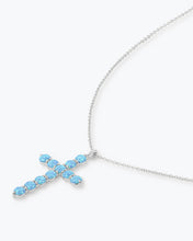 Load image into Gallery viewer, "Oh She Fancy" Cross Pendant - Silver|Blue Opal