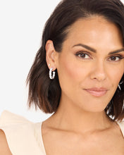 Load image into Gallery viewer, "Oh She Fancy" Hoops 1" - Silver|White Diamondettes