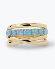 Load image into Gallery viewer, "Oh She Fancy" Stacked Blue Opal Ring - Gold|Blue Opal
