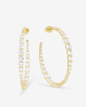 Load image into Gallery viewer, "Oh She Fancy" Graduated Hoops 2" - Gold|White Diamondettes