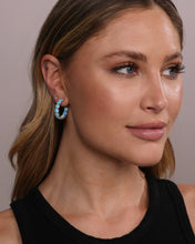 Load image into Gallery viewer, "Oh She Fancy" Hoops 1" - Gold|Blue Opal