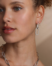 Load image into Gallery viewer, Carrie Pavé Chain Convertible Huggies - Silver|White Diamondettes