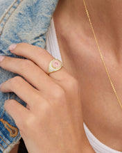 Load image into Gallery viewer, Rose Evil Eye Ring - Gold|Pink Sapphire