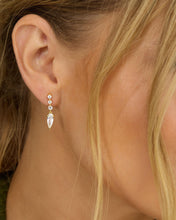 Load image into Gallery viewer, She's Arrived Drop Earrings - Gold|White Diamondettes