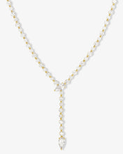 Load image into Gallery viewer, She's Arrived Lariat Tennis Necklace - Gold|White Diamondettes