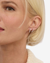 Load image into Gallery viewer, "They're So Cute" Huggie Set - Silver|White Diamondettes