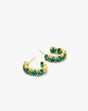 Load image into Gallery viewer, "Oh She Fancy" Hoops .75" - Gold|Emerald Diamondettes