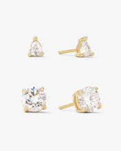 Load image into Gallery viewer, I Got a Raise Stud Set - Gold|White Diamondettes