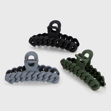Load image into Gallery viewer, Eco-friendly Chain Claw Clip 3pc Set - Black Moss