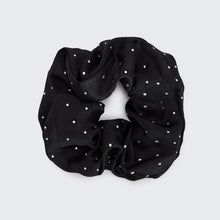 Load image into Gallery viewer, Satin Rhinestone Brunch Scrunchie - Black by