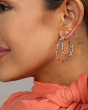 Load image into Gallery viewer, Big Ass Doubled Hoops 1.5&quot; - Silver|White Diamondettes
