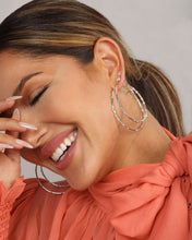 Load image into Gallery viewer, Big Ass Doubled Hoops 2.5&quot; - Silver|White Diamondettes
