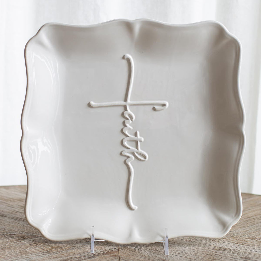 Faith Embossed Square Platter