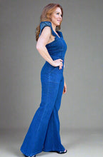 Load image into Gallery viewer, Denim Ruffle Flare Leg Jumpsuit
