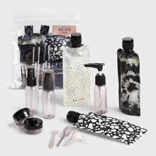 Load image into Gallery viewer, Refillable Ultimate Travel 11pc Set - Black &amp; Ivory
