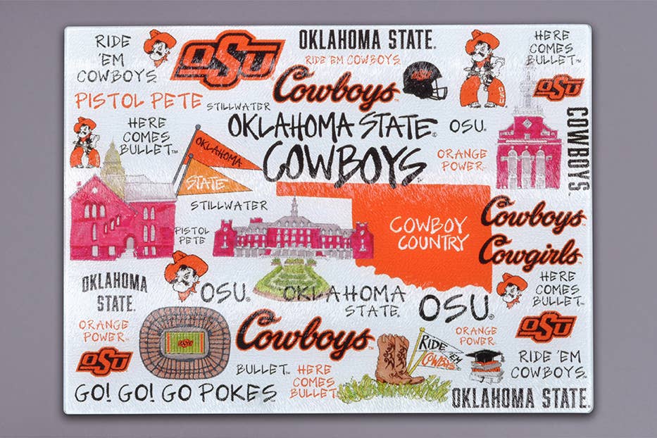 Oklahoma State Tempered Glass Cutting Board