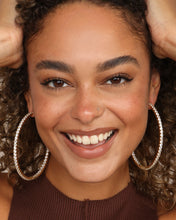 Load image into Gallery viewer, Heiress Hoops 3&quot; - Gold|White Diamondettes
