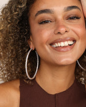 Load image into Gallery viewer, Heiress Hoops 3&quot; - Silver|White Diamondettes
