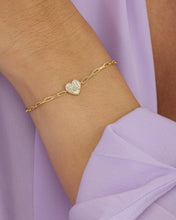 Load image into Gallery viewer, Baby Love Letters Heart Bracelet - Gold|White Diamondettes
