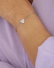 Load image into Gallery viewer, Baby Love Letters Heart Bracelet - Silver|White Diamondettes
