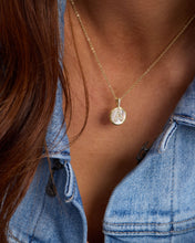 Load image into Gallery viewer, Baby Love Letters Medallion Necklace - Gold|White Diamondettes
