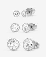 Load image into Gallery viewer, Baroness Stud Set - Silver|White Diamondettes
