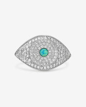 Load image into Gallery viewer, Blue Opal Evil Eye Ring - Silver|Blue Opal
