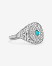 Load image into Gallery viewer, Blue Opal Evil Eye Ring - Silver|Blue Opal

